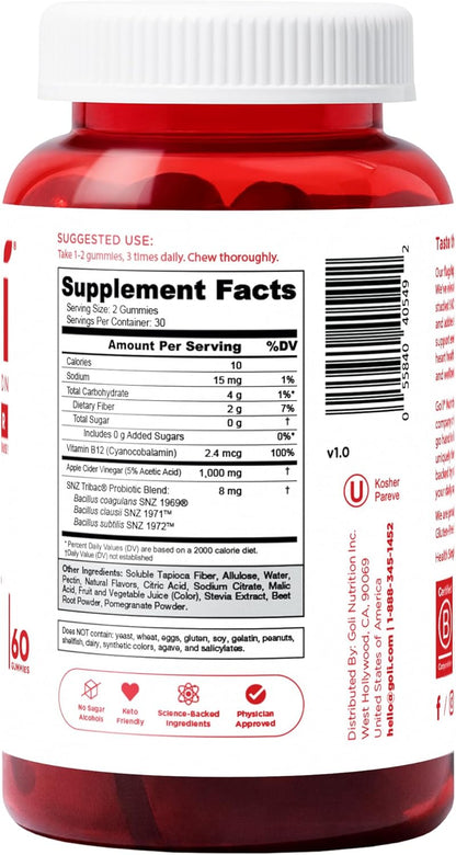 Zero Sugar Trio- World'S First 3-In-1 Pre, Post, Probiotic, Apple Cider Vinegar with Vitamin B12 and Probiotics, Ashwagandha & L-Theanine, Vitamin D Gummies. Vegan, Gelatin & Gluten-Free, Non-Gmo